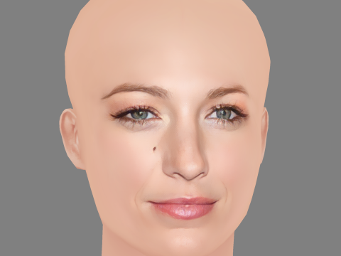 Blake Lively Head - No Hair - Low poly head for game Modelo 3D