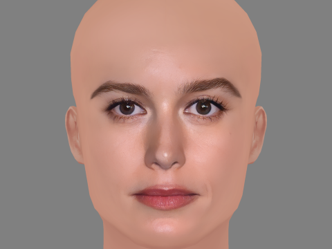 Brie Larson Head - No Hair - Low poly head for game 3D Модель