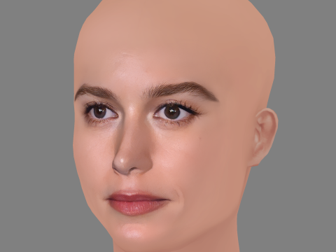 Brie Larson Head - No Hair - Low poly head for game 3D Модель