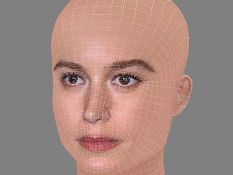Brie Larson Head - No Hair - Low poly head for game 3D Модель