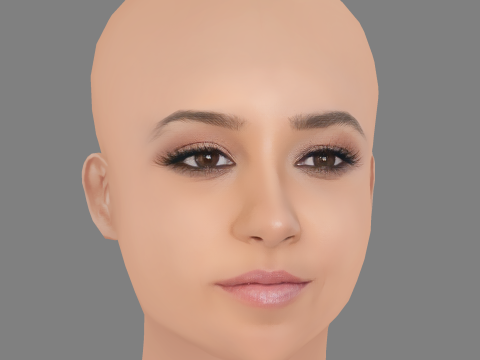 Britt Baron Head - No Hair - Low poly head for game Model 3D