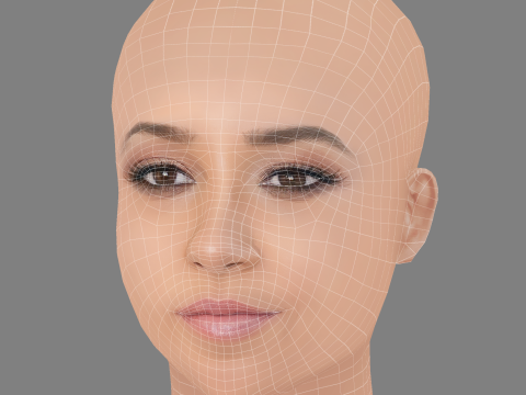 Britt Baron Head - No Hair - Low poly head for game Model 3D