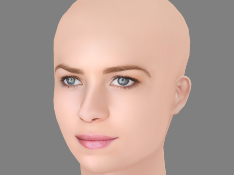 Britt Robertson Head - No Hair - Low poly head for game 3D 模型