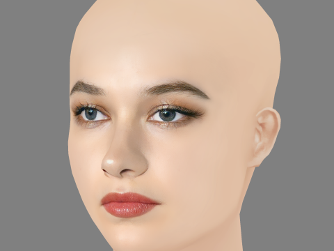 Cailee Spaeny Head - No Hair - Low poly head for game 3D Model