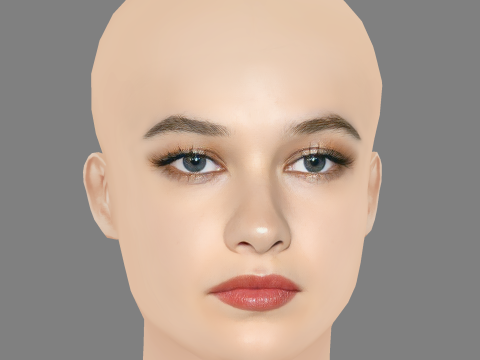 Cailee Spaeny Head - No Hair - Low poly head for game 3D Model