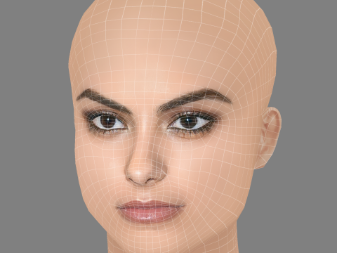 Camila Mendes Head - No Hair - Low poly head for game 3D Model