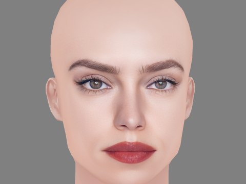 Daisy Ridley Head - No Hair - Low poly head for game Modèle 3D