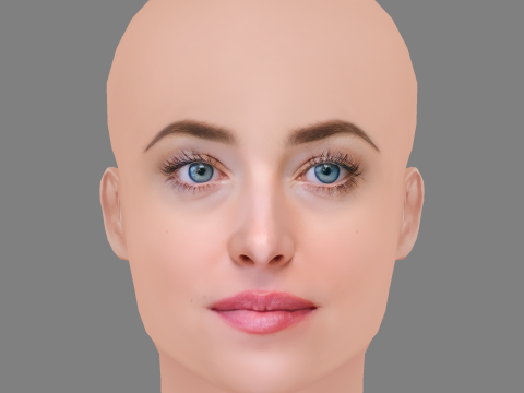Dakota Johnson Head - No Hair - Low poly head for game 3D Model