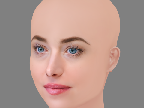 Dakota Johnson Head - No Hair - Low poly head for game 3D Model