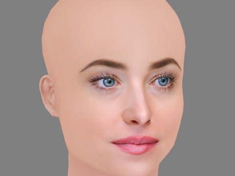 Dakota Johnson Head - No Hair - Low poly head for game 3D Model