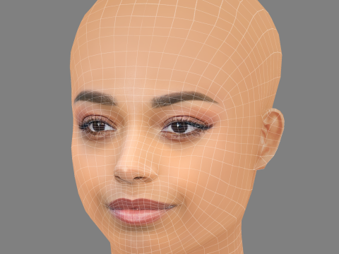 Ella Balinska Head - No Hair - Low poly head for game Modelo 3D