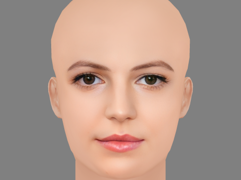 Ella Hunt Head - No Hair - Low poly head for game 3D Model