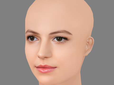 Ella Hunt Head - No Hair - Low poly head for game 3D Model