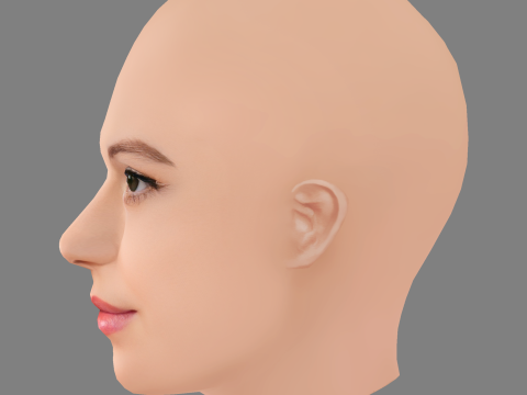 Ella Hunt Head - No Hair - Low poly head for game 3D Model