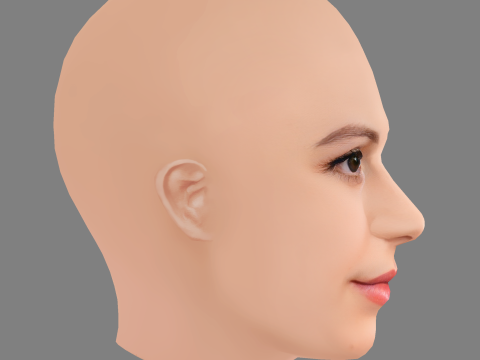 Ella Hunt Head - No Hair - Low poly head for game 3D Model