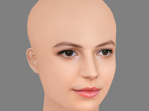 Ella Hunt Head - No Hair - Low poly head for game 3D Model