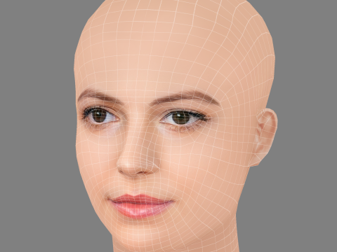 Ella Hunt Head - No Hair - Low poly head for game 3D Model