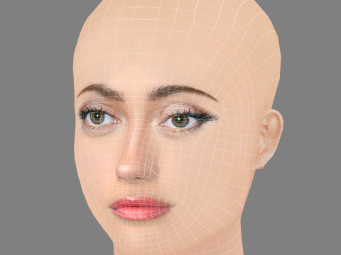 Ella Purnell Head - No Hair - Low poly head for game 3Dモデル