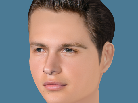 Ansel Elgort Head - Low poly head for game 3D मॉडल