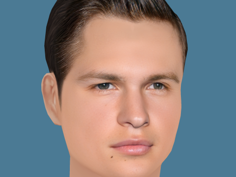 Ansel Elgort Head - Low poly head for game 3D मॉडल