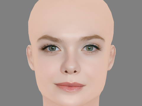 Elle Fanning - No Hair - Low poly head for game 3D मॉडल