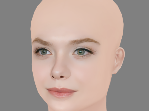 Elle Fanning - No Hair - Low poly head for game 3D मॉडल
