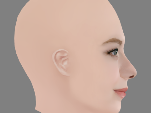 Elle Fanning - No Hair - Low poly head for game 3D मॉडल