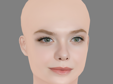 Elle Fanning - No Hair - Low poly head for game 3D मॉडल