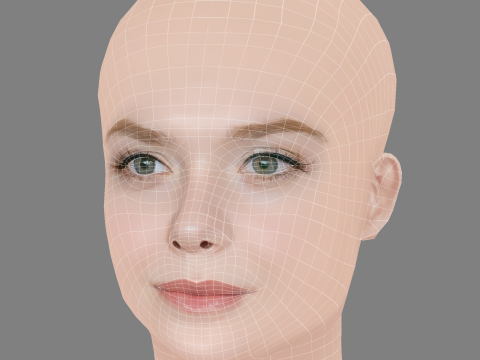 Elle Fanning - No Hair - Low poly head for game 3D मॉडल