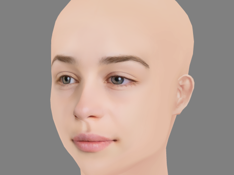 Emilia Clarke - No Hair - Low poly head for game 3D Модель