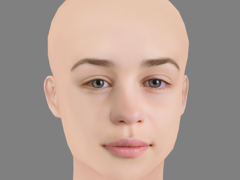 Emilia Clarke - No Hair - Low poly head for game 3D Модель