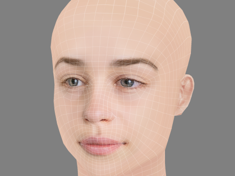 Emilia Clarke - No Hair - Low poly head for game 3D Модель