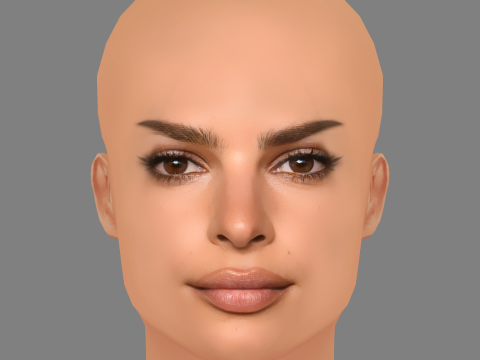 Emily Ratajkowski - No Hair - Low poly head for game Modello 3D
