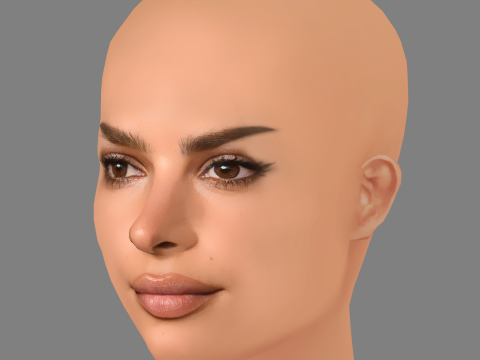 Emily Ratajkowski - No Hair - Low poly head for game Modello 3D