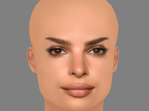 Emily Ratajkowski - No Hair - Low poly head for game Modello 3D