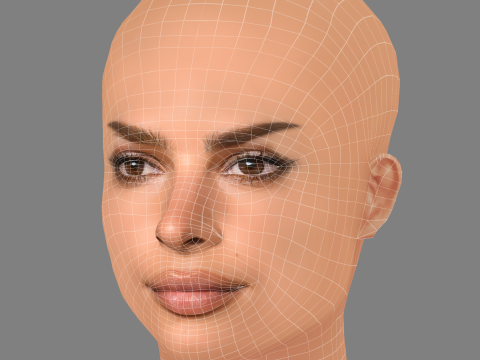 Emily Ratajkowski - No Hair - Low poly head for game Modello 3D