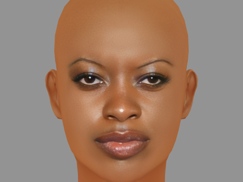 Florence Kasumba - No Hair - Low poly head for game 3D Model