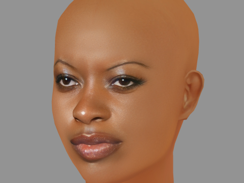 Florence Kasumba - No Hair - Low poly head for game 3D Модель