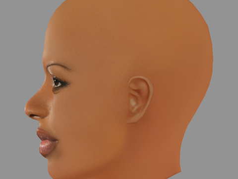 Florence Kasumba - No Hair - Low poly head for game 3D Модель