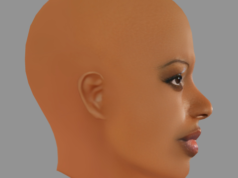 Florence Kasumba - No Hair - Low poly head for game 3D Модель