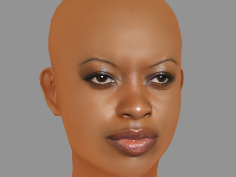 Florence Kasumba - No Hair - Low poly head for game 3D Модель