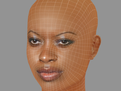 Florence Kasumba - No Hair - Low poly head for game 3D Модель