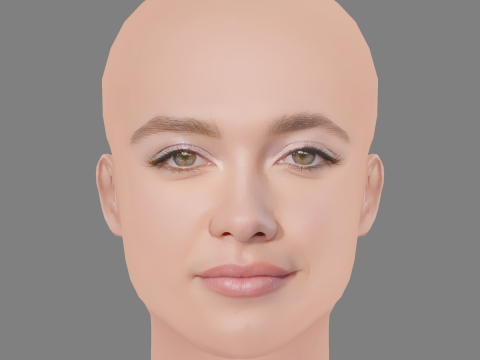 Florence Pugh Head - No Hair - Low poly head for game Modelo 3D