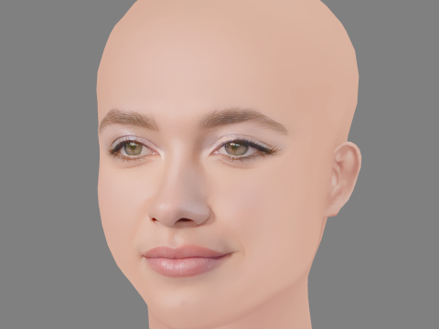 Florence Pugh Head - No Hair - Low poly head for game Modelo 3D