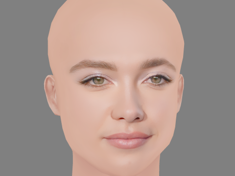 Florence Pugh Head - No Hair - Low poly head for game Modelo 3D