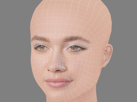 Florence Pugh Head - No Hair - Low poly head for game Modelo 3D