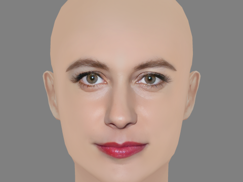Greta Gerwig Head - No Hair - Low poly head for game 3D 모델
