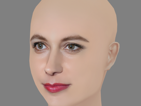 Greta Gerwig Head - No Hair - Low poly head for game 3D 모델