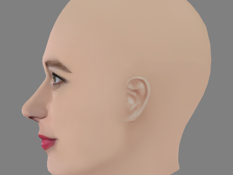 Greta Gerwig Head - No Hair - Low poly head for game 3D 모델