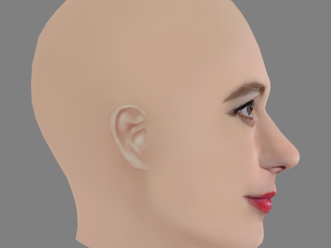 Greta Gerwig Head - No Hair - Low poly head for game 3D 모델